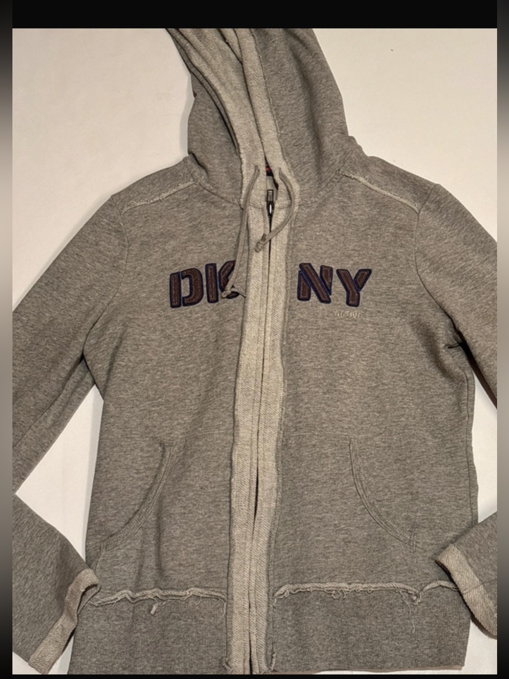 NWOT DKNY Women's Gray Zip-Up Hooded Sweatshirt L maybe M